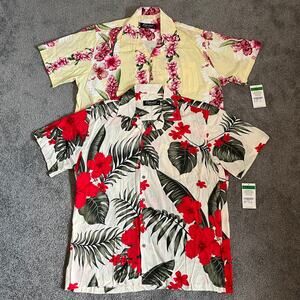 NWT Favant Men’s XL *BUNDLE OF 2* Short Sleeve Hawaiian Button Shirt 100% Rayon